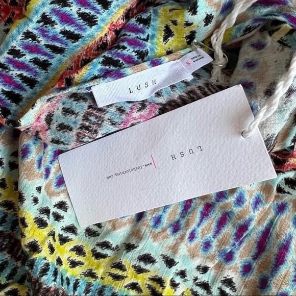 Lush Tunic Tank Taupe‎ Top Multicolor Print Size S Spaghetti Strap - Picture 7 of 8